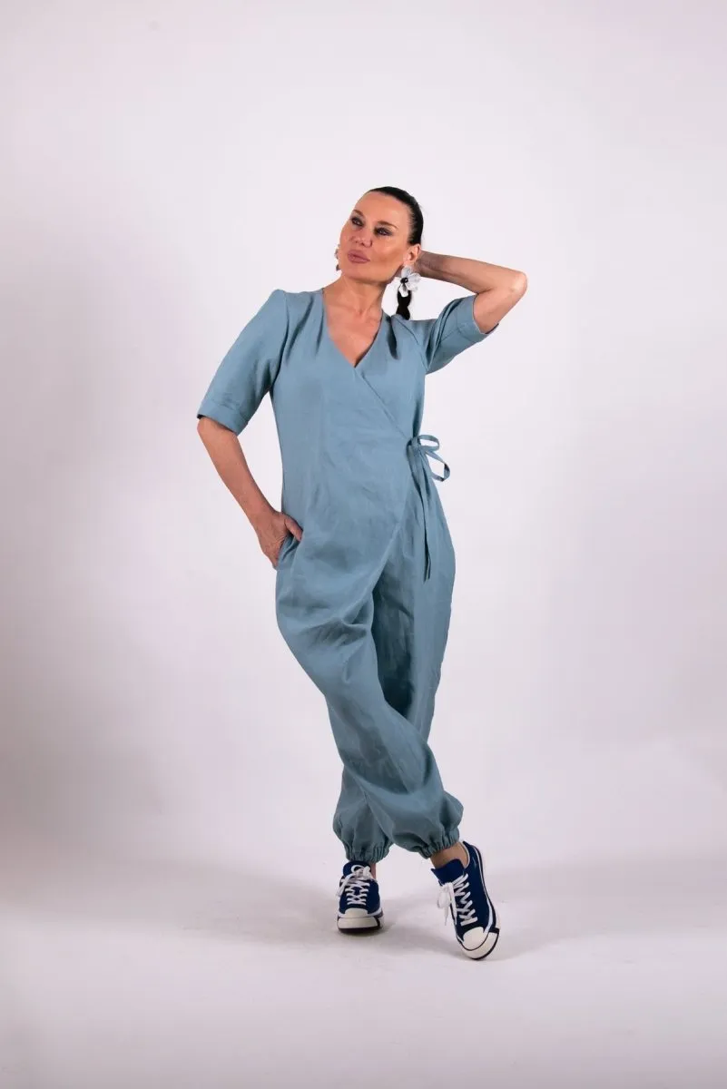 Short Sleeves Linen Jumpsuit SAYA