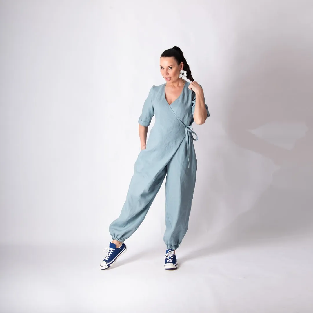 Short Sleeves Linen Jumpsuit SAYA