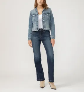 Silver Jeans Women's Notched Crop Jean Jacket - Medium Light Indigo Wash