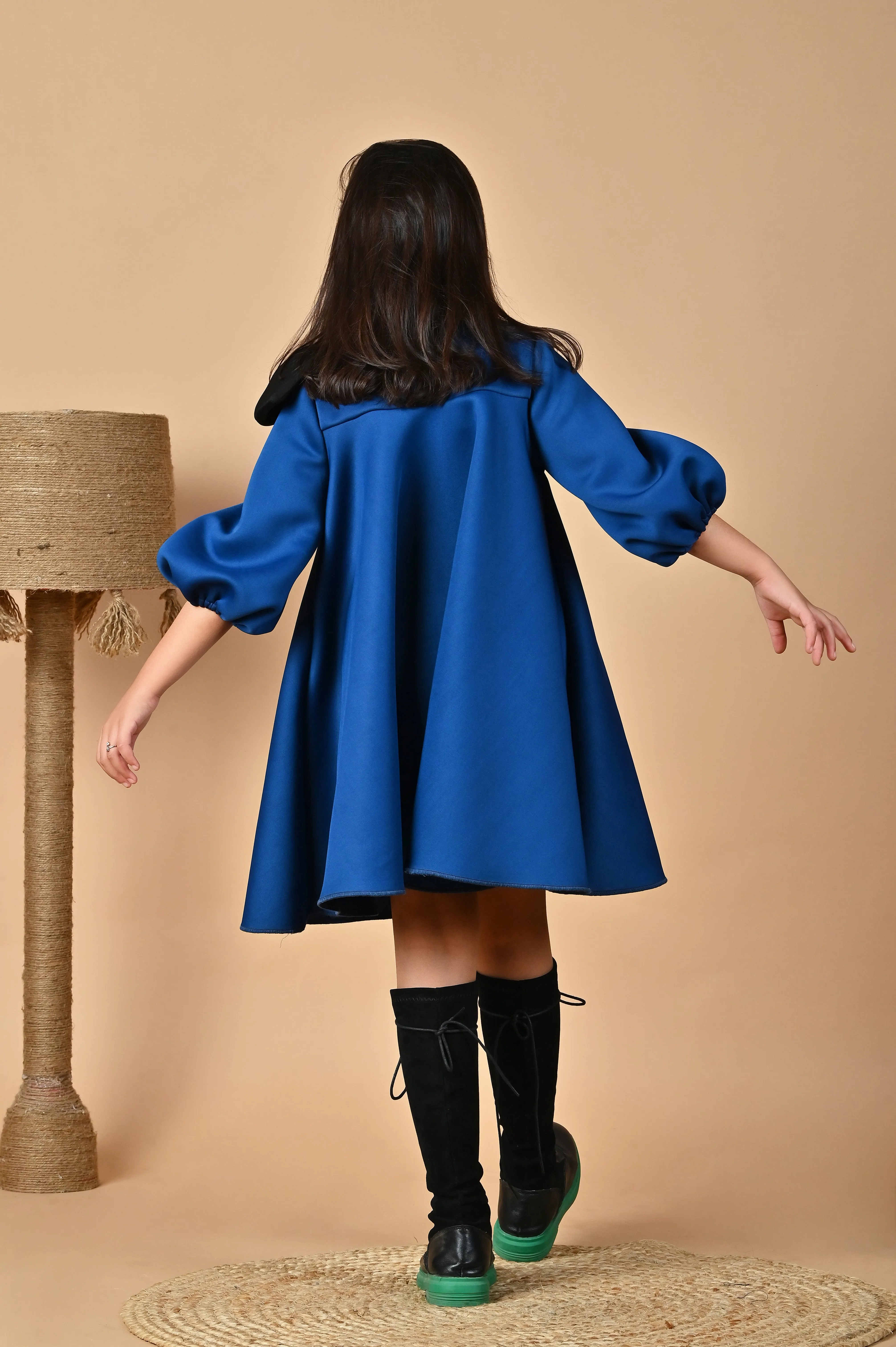 Teal Puffy Bow Dress