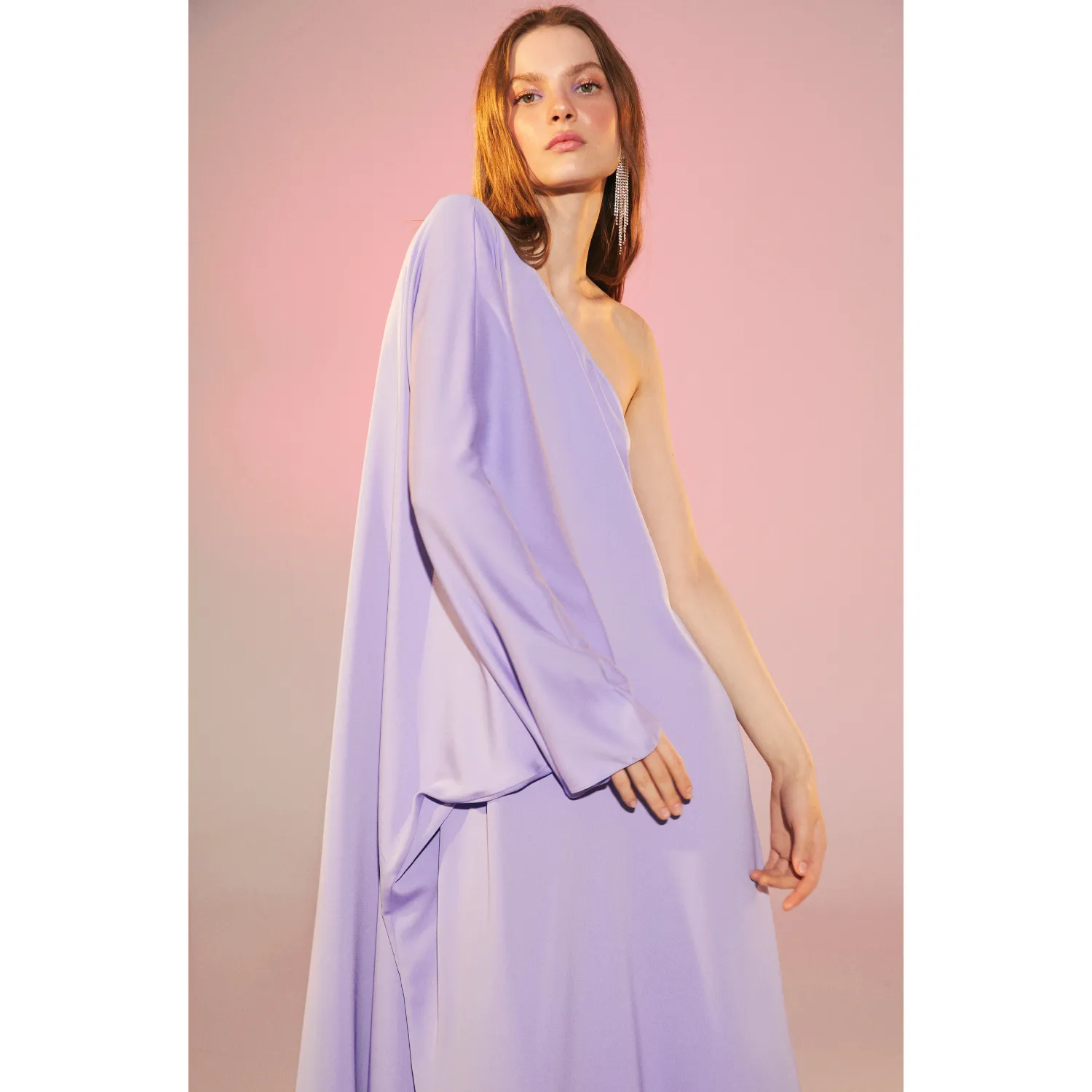 Venus One-Shoulder Maxi Dress in Lavender
