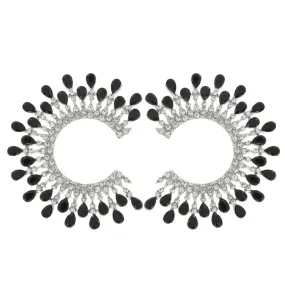 Women's Black & Gold C-Shape Studs: Edgy Elegance for Your Ears