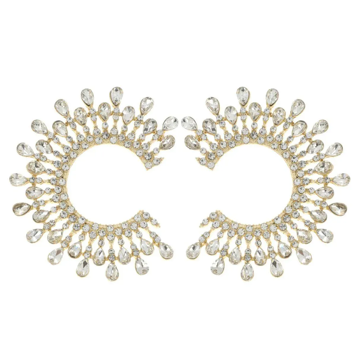 Women's Clear & Gold C-Shape Studs: Edgy Elegance for Your Ears