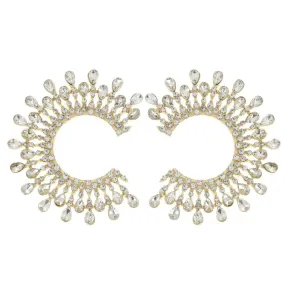Women's Clear & Gold C-Shape Studs: Edgy Elegance for Your Ears