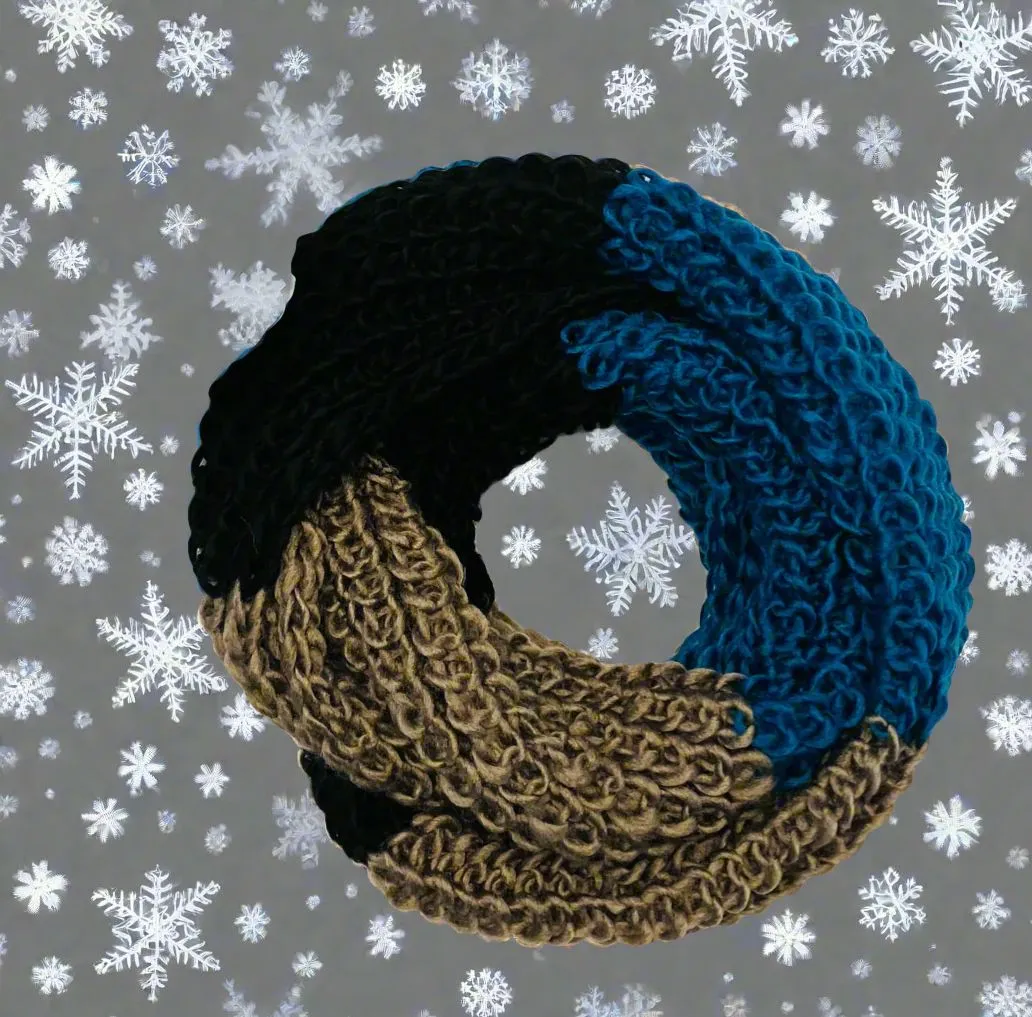 Womens Winter Scarf, Infinity Loop Scarf, Color Block Striped Scarf, OS, Multi-Colors