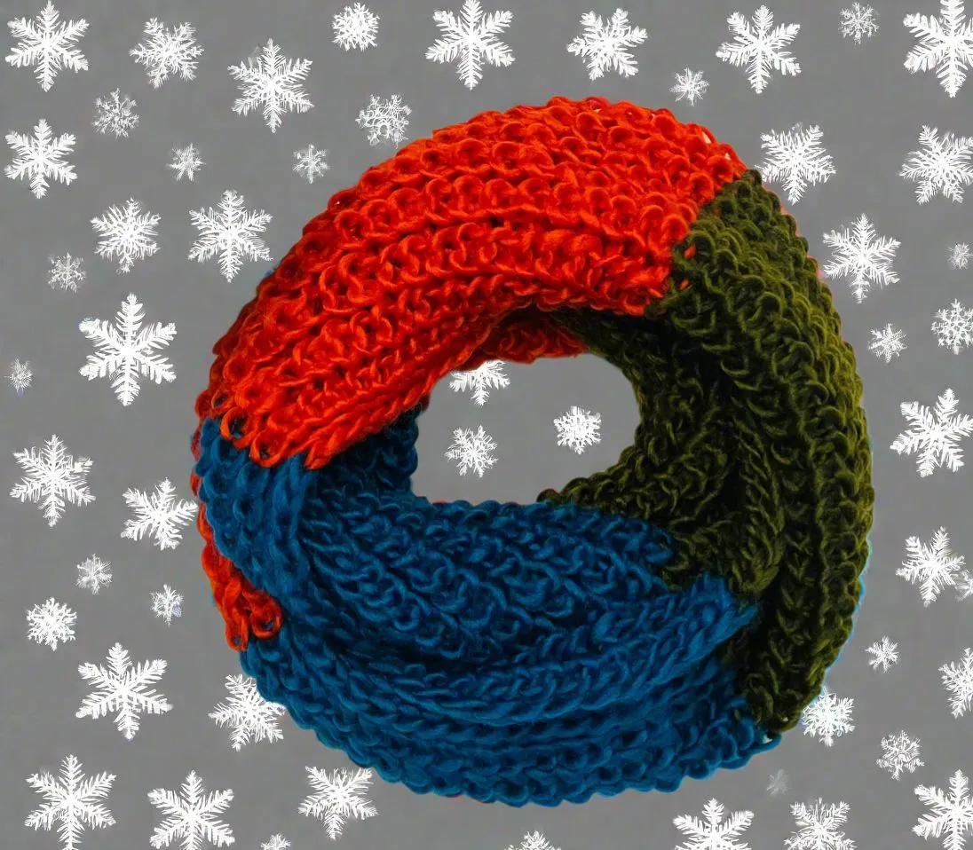 Womens Winter Scarf, Infinity Loop Scarf, Color Block Striped Scarf, OS, Multi-Colors