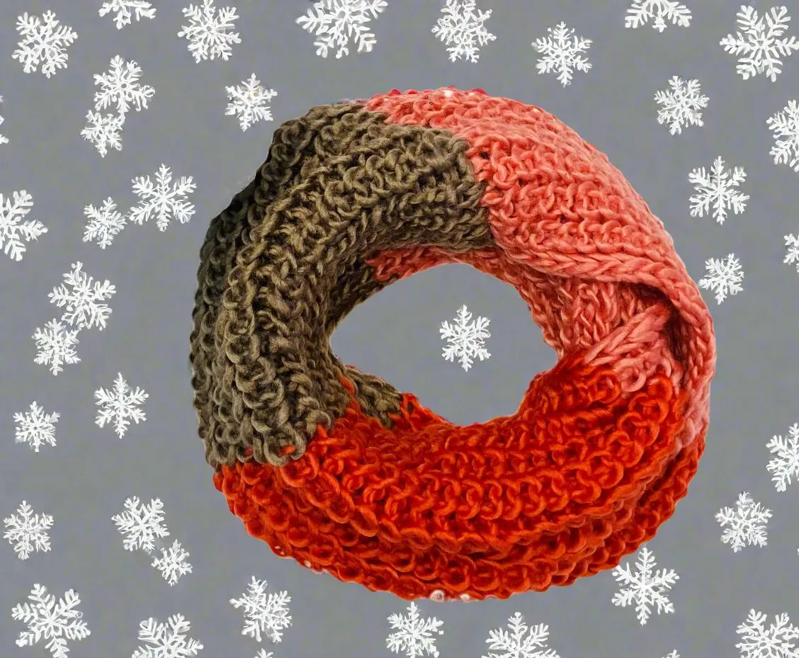 Womens Winter Scarf, Infinity Loop Scarf, Color Block Striped Scarf, OS, Multi-Colors