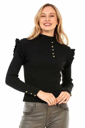 WP209 Buttoned Turtleneck Women's Sweater