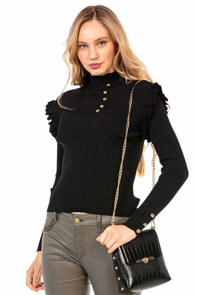 WP209 Buttoned Turtleneck Women's Sweater