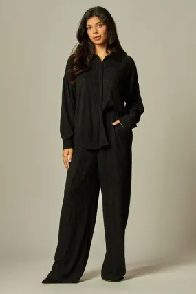 Zoe- black  pleated 2 piece set