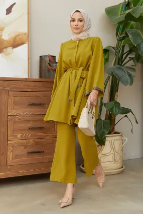 ZRF Women Spanish Flared Pants Tunic Set - Olive Green - Rogers